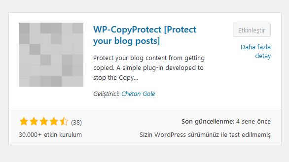 WordPress Sağ Tık ve Kopyalama Engelleme